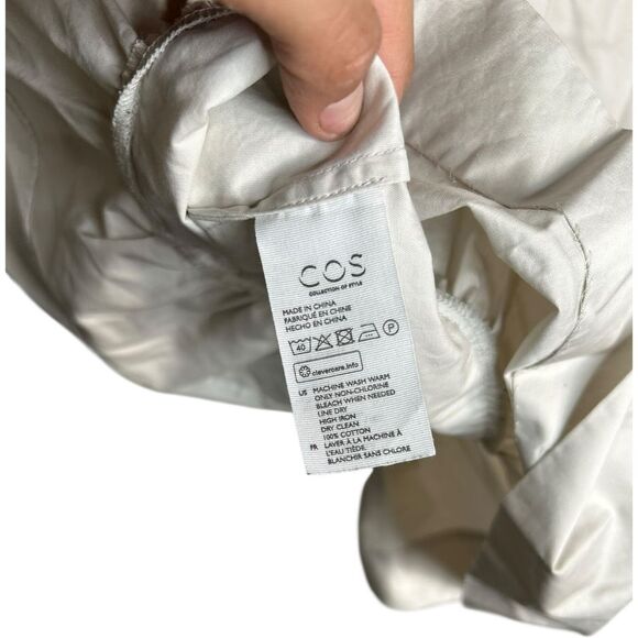 Cos Ruffle Asymmetrical Tunic Top Size 12 Victorian Neutral Elevated Basics - Picture 11 of 14